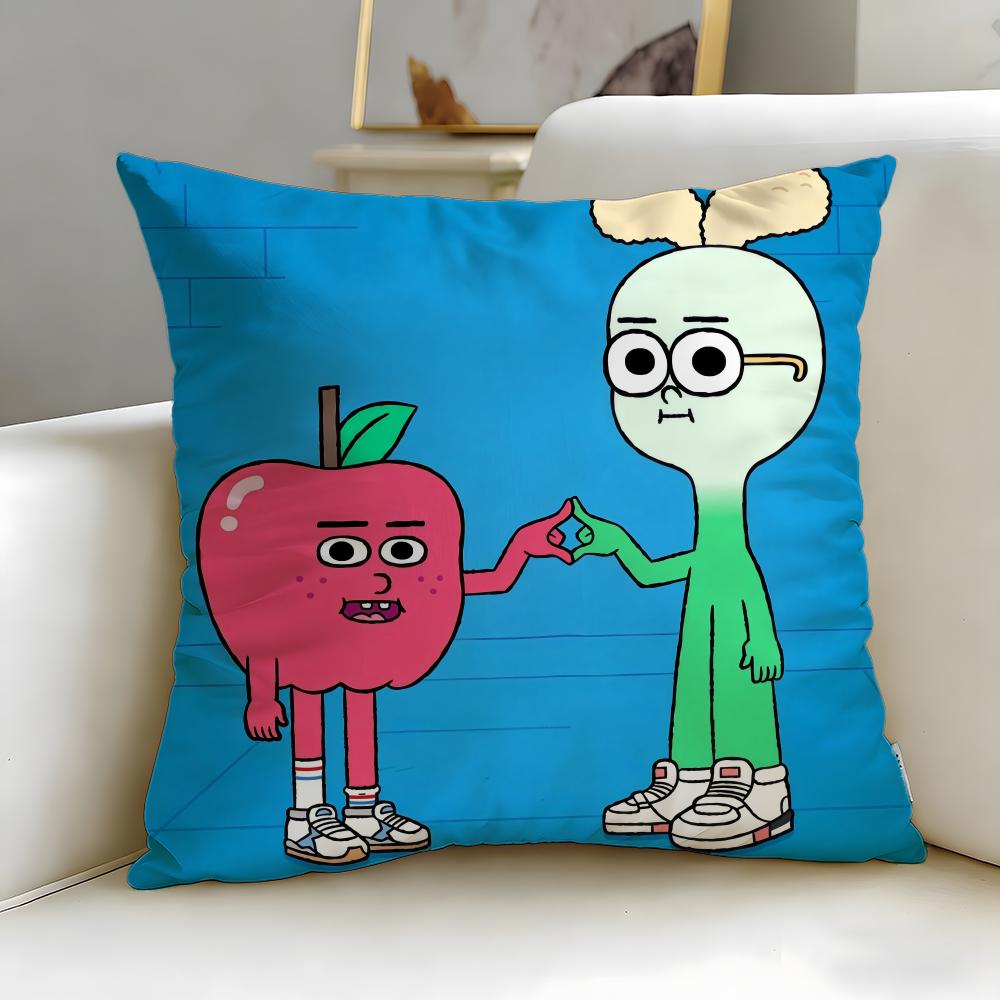 classic cartoon Apple And Onion Cushion Cover Soft & Easy-Wash Pillow Case – Versatile for Couch, Bed, Travel and Office