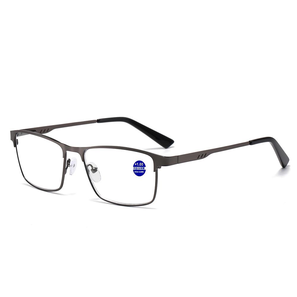 Metallrahmen Alterssichtigkeit Brille mit Federbügeln Lesebrille Business Brille für Mann Klassische Quadratische Weitsichtigkeitsbrille