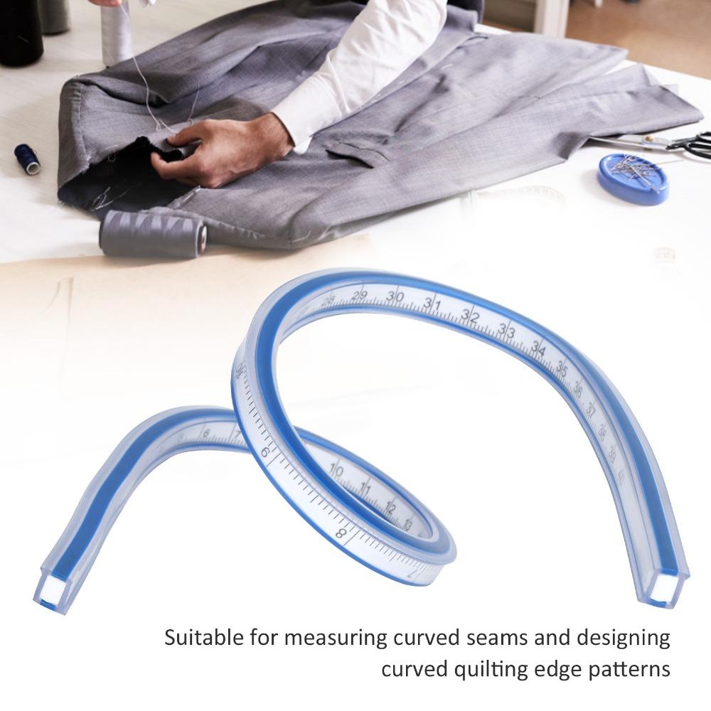 Bendable Plastic Metric Ruler Graduated Soft Measuring Tool Durable Flexible Curve Ruler Drawing 40cm/16in