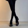 Cowhide French retro round head with thick heel Mary Jane shoes femininity elegant commuting small leather shoes