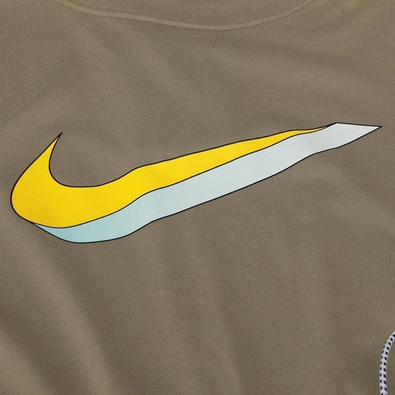 Nike Sportswear 3D Shadow Effect Printed Solid Color Short Sleeve Dress Women Dresses Khaki CU5173-342