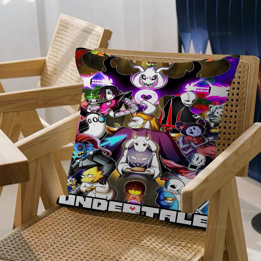 Anime Undertale Game Pillow Covers Cartoon Sofa Decorative Home Double-sided Printing Short Plush Cute Cushion Cover
