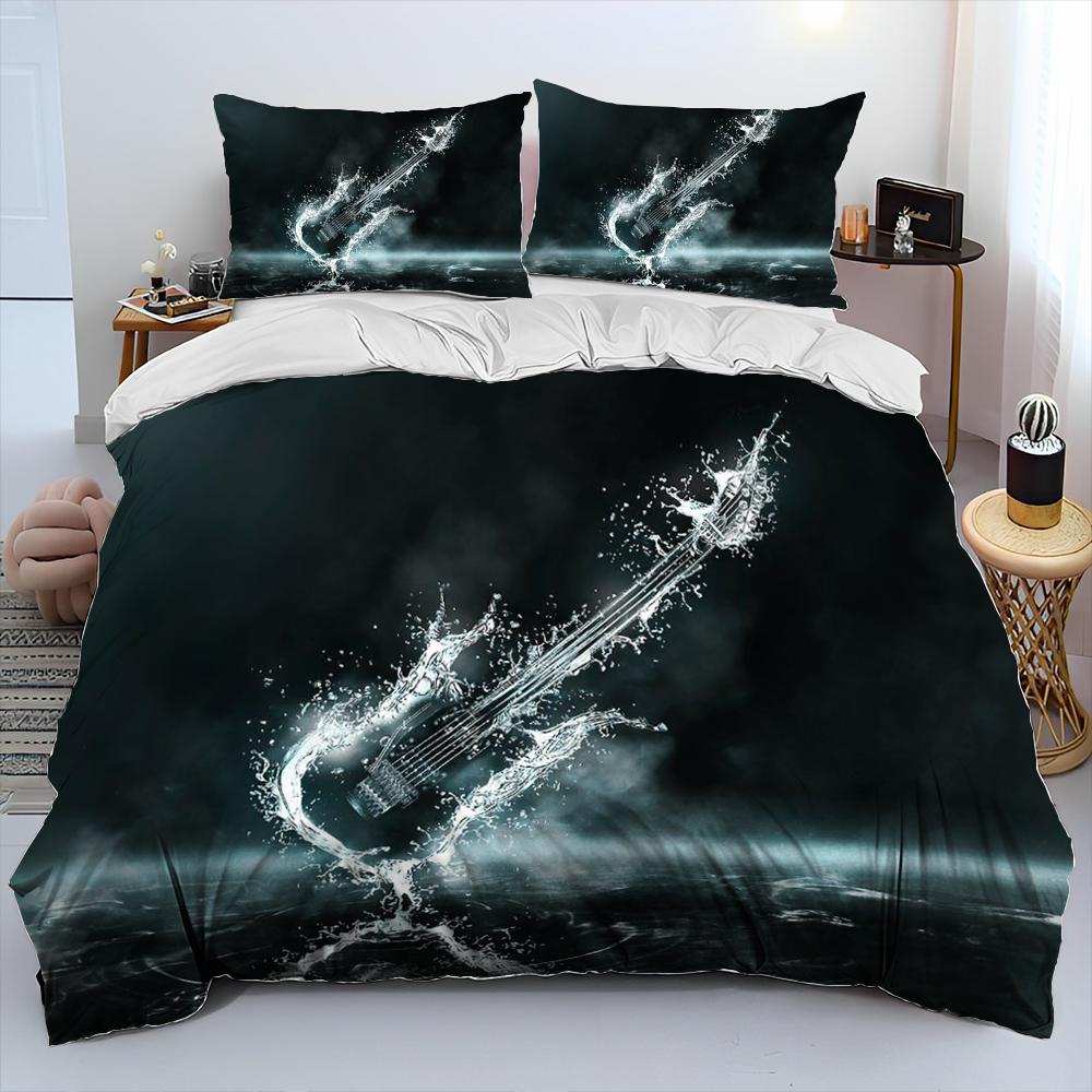 3D Classical Guitar Electric Guitar Comforter Bedding Set,Duvet Cover Bed Set Quilt Cover Pillowcase,King Queen Size Bedding Set