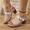 Women Sandals Summer High Heels Shoes Women Open Toe Slippers Beach Slip On Sandals Vintage Anti-slip Casual Shoes for Women