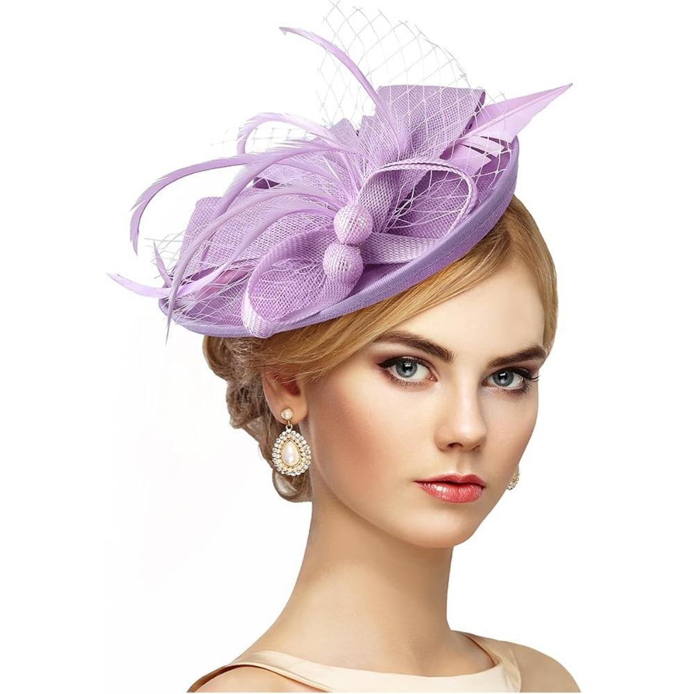 Exquisite Tea Party Mesh Hair Band Bowknot Bride Headdress Vintage Feathers Fascinator Hat  Lady