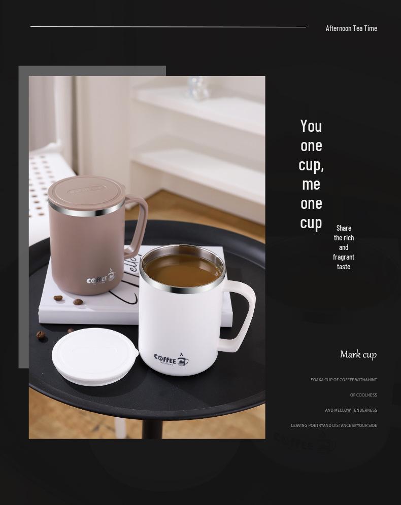 Dvoustěnný hrnek s víčkem z nerezové oceli 304: Ústní voda proti opaření, Hrneček na kávu a čaj - S přizpůsobitelným logem