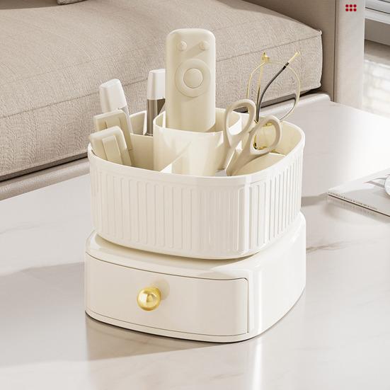 Makeup Organizer with Drawer 360 Degree Rotating Multi-functional Cosmetic Storage Box for Dressing Table Bathroom Office