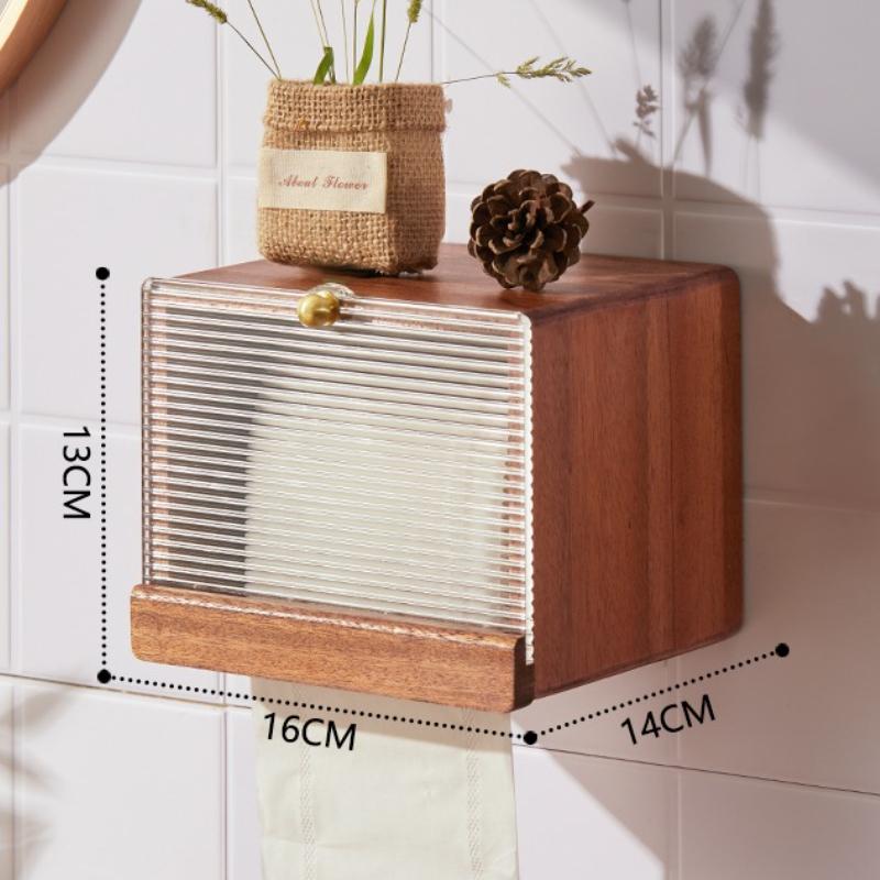 

Wall Mounted Tissue Box Solid Wood Paper Boxes Bathroom Roll Toilet Hand Towel Cases Household Luxury Retro Napkins Holders