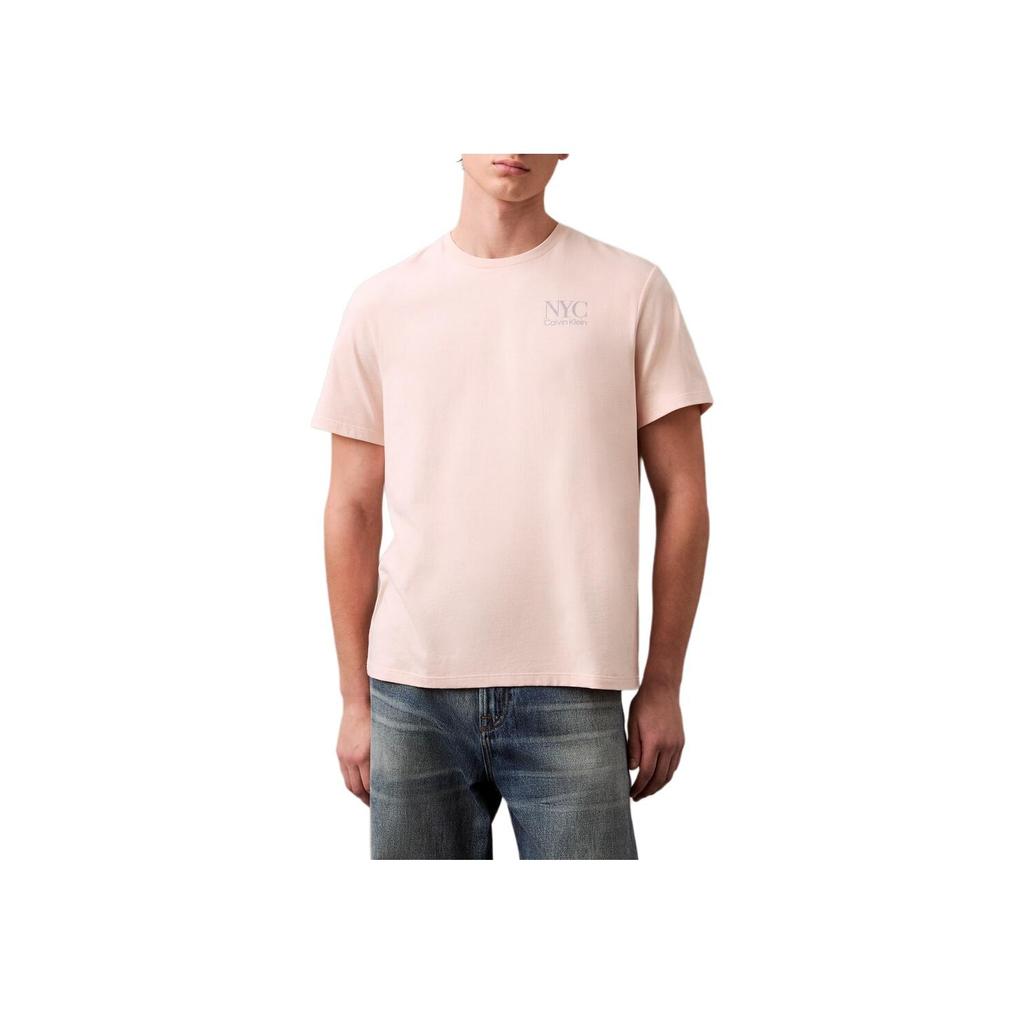Calvin Klein Minimalist Comfortable Versatile Casual Embroidered Back Short Sleeve T-Shirt Men Tops Silver Peony 4RB813G-LN4
