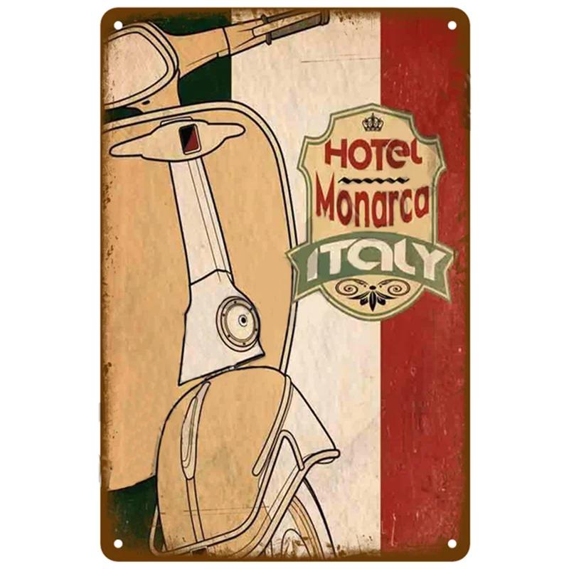 BarArtPro Vespa Tin Sign Art Decor Motorcycles Printed Metal Plaque - Vintage Pin Up Wall Art for Pub Interiors & Cafe Ambiance