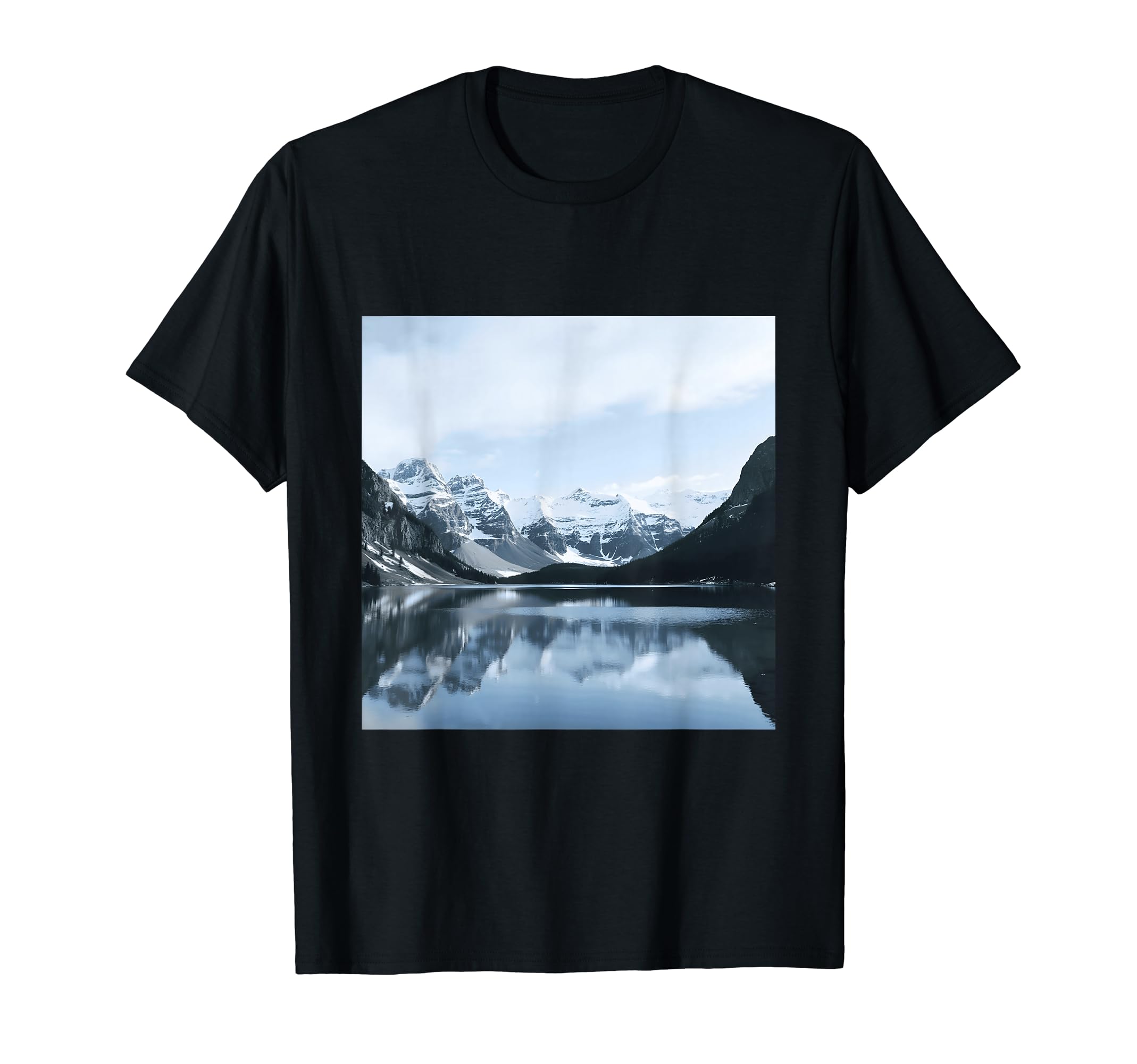 Snow-covered high mountain peaks, reflection lake, mountains, landscape T-shirt