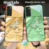 An Elegant Blue Butterfly For Samsung S25 S25 Edge S25Ultra S8 9 10 20 S21 Pro 22 Plus S23 FE S24 Ultra Magsafe Glass Phone Case