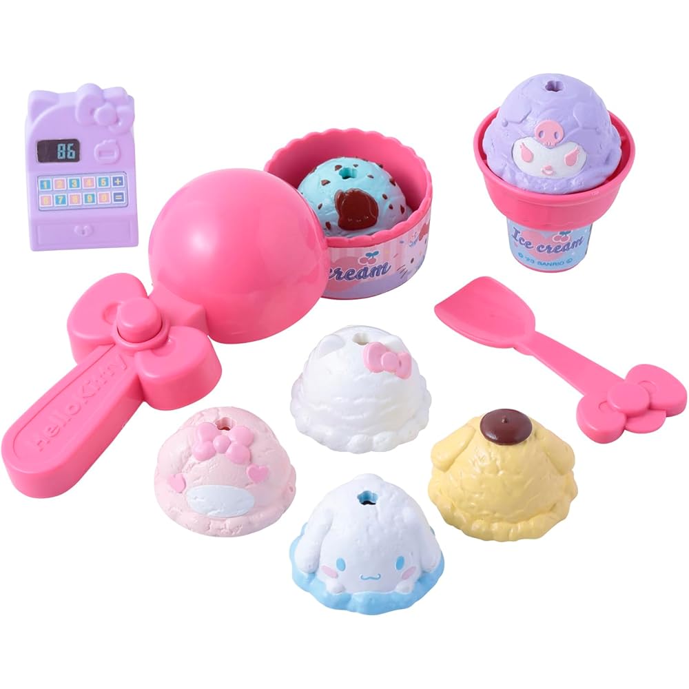 Maruka Sanrio Characters Ice Cream Shop Playset Toy for Pretend Play Ages 3 and Up