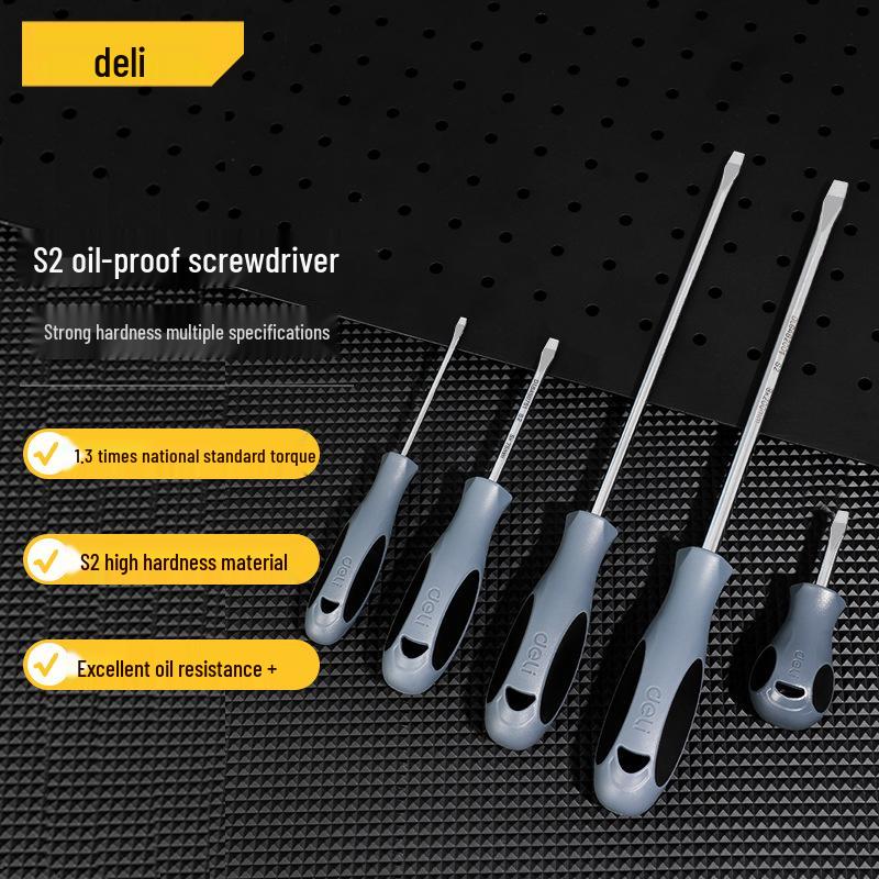 Deli Oil-Resistant S2 Slotted Screwdriver