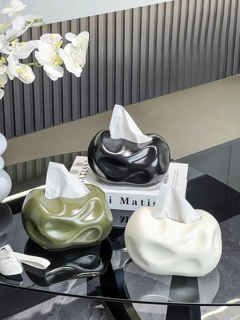Concavo-convex Ceramic Tissue Box Desktop Decoration Creative Tissue Storage Box Modern Napkin Tissue Holder Home Decoration