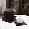 6pcs/set  Leather Heat Insulation Coasters Tea Square Leather Tea Coffee Cup Pad Desk Decor
