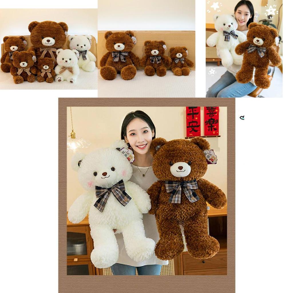 Adorably Charming Bowknot Teddy Bear Plush Toy Cartoon Stuffed Doll For Kids