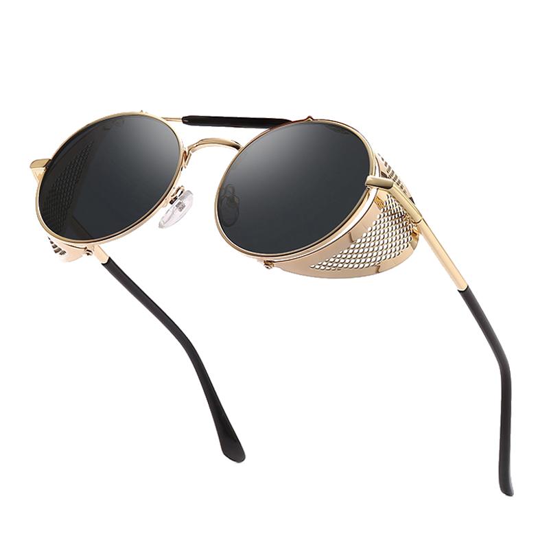 Dote Men's Retro Steampunk Sunglasses Wo Vintage Round Metal Uv400 Sun Glasses Summer Travel Shades Eyewear