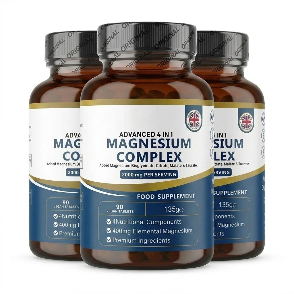 Magnesium-Glycinat-Komplex 4 in 1 - Zugesetztes Magnesiumglycinat, Citrat, Malat & Taurat