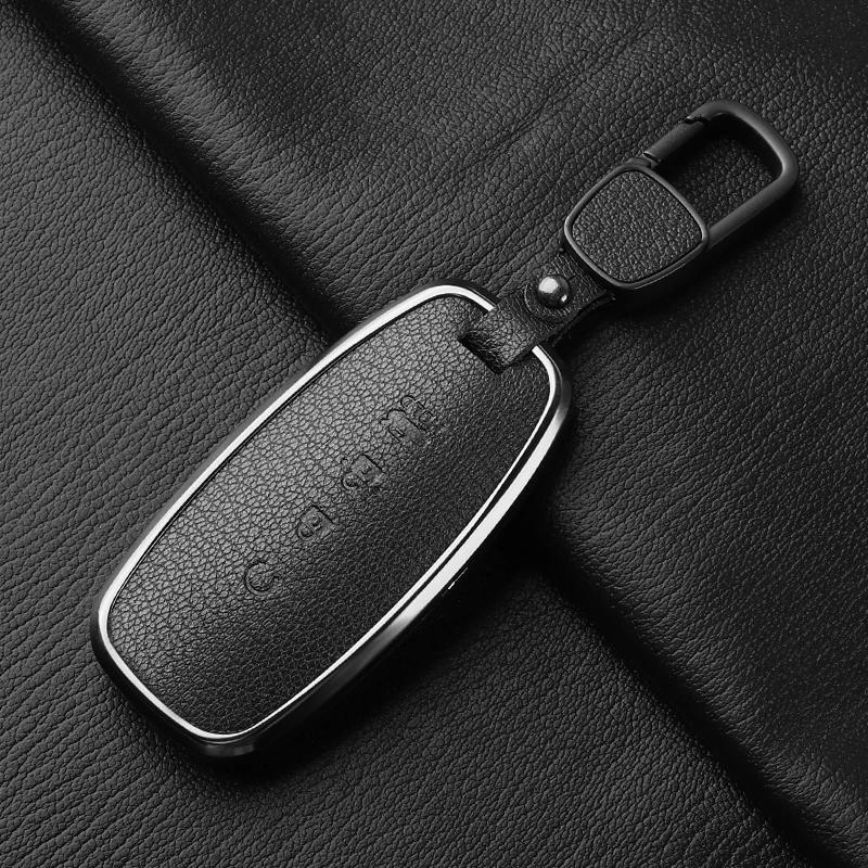 ANY2  4 Button Aluminum Alloy Goatskin Car Key Case Cover For Nissan X-trail T33 Qashqai J12 Teana 2022 2023 Car keychain Accessories