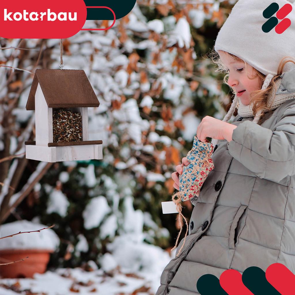 Kotarbau® Suspended Bird Feeder For Balcony Garden Wood White 190 X 130 X 135 Mm + Feed 0.5 Kg