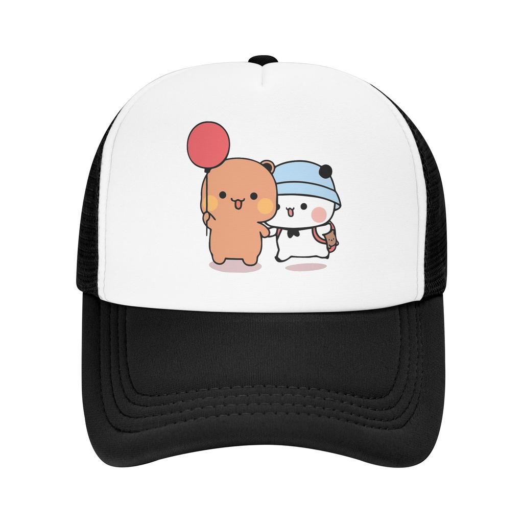 Panda Bear Couple Mesh Baseball Caps Unisex Outdoor Trucker Hat Bubu And Dudu Hat Adjustable Fishing Hat Summer Trucker Hats