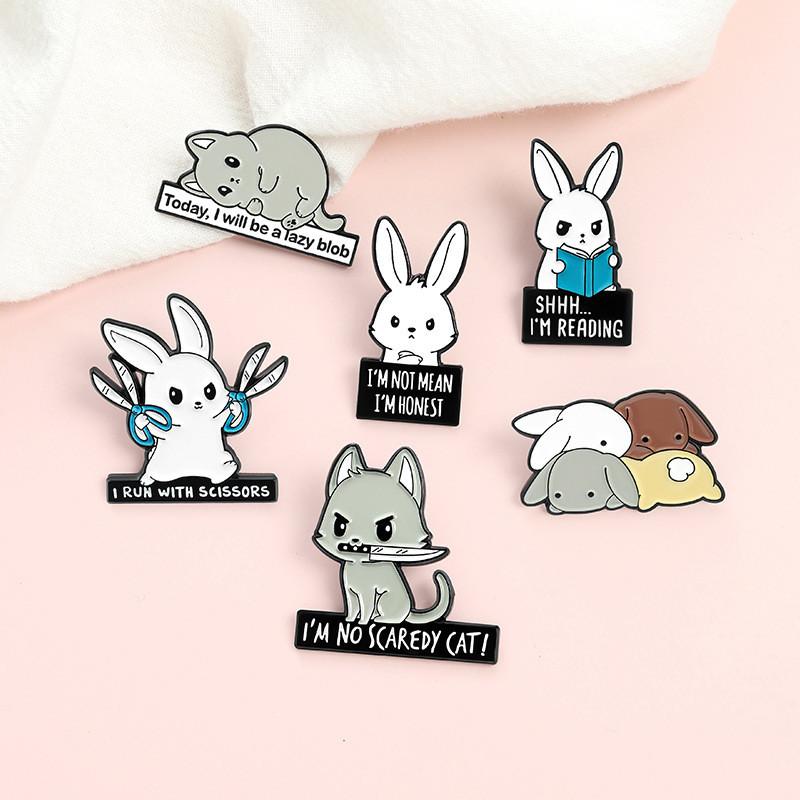 Adorable Animal Alloy Brooch Featuring Creative Rabbit And Hamster Designs For Students Fashionable