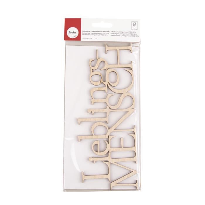Wooden Writing - Lieblingsmensch - FSC 100% - 24.7x9.8x0.4cm - Brown - Adult