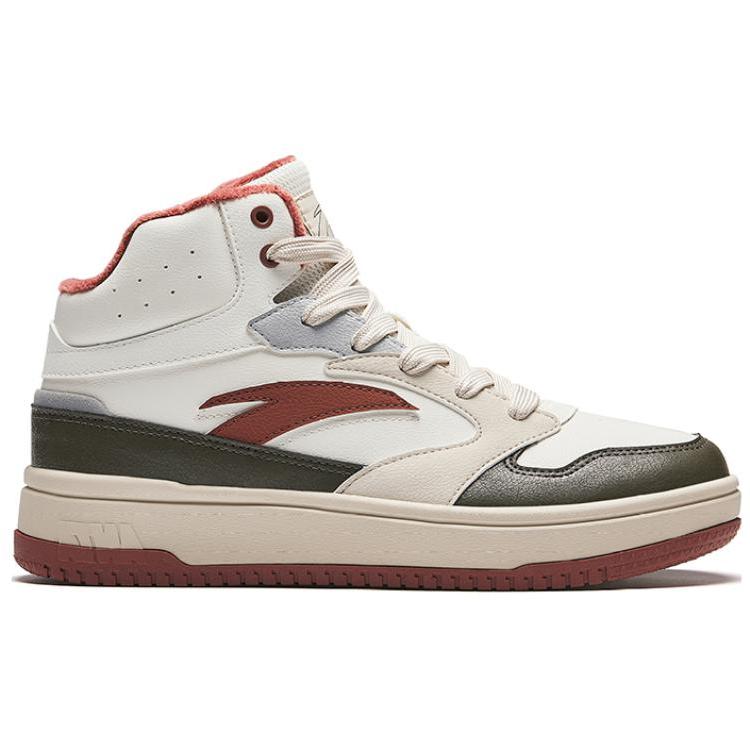 Anta Men Classic Casual High Top Skate Shoes Off White Red Olive Green Grey 912448083-5