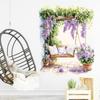 Romantic Purple Floral Swing Wall Sticker Self-Adhesive Removable Living Room Bedroom Balcony Hallway Home Decor Art