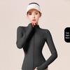 Juyitang Slim Fit Nude Yoga Jacket - Nylon Stand Collar Sportswear for Running & Fitness