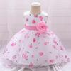 Baby Girl Princess Dress Pink Tulle Printed Gown 1-3 Years Old Kids Party Wear