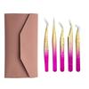Ice Flower Eyelash Tweezers Set: High-Precision Blooming Tweezers with Storage Bag for False Lashes.