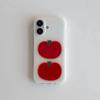 Korean Ins Two Ted Tomato Phone Case For iPhone 17 16 16e 15 14 13 12 11 Mini Pro Max X XR XSMax Air Plus Transparent Back Cover
