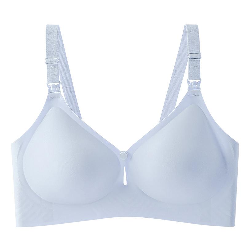 

Breastfeeding convenient open button design nude feeling seamless jelly glue steel ring-free bra breastfeeding comfortable underwear during pregnancy 3XL size = 40/90 ABC cup (160-180) светло-синий