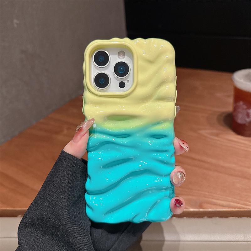 

Apple 17 Pro Max Yellow & Blue Patchwork Case with Creamy Texture, Lanyard Compatible with iPhone 16/15/14P 15 Plus