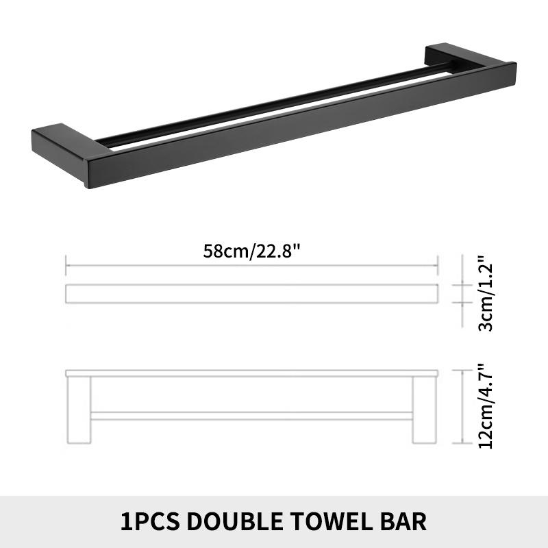 

60 см матово-черные полки для полотенец, настенные держатели для полотенец с двойными направляющими, вешалки для полотенец из нержавеющей стали, 24 дюйма