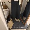 2025 Autumn/Winter Women's Korean Polka Dot Knit Midi Skirt with Elastic Waist