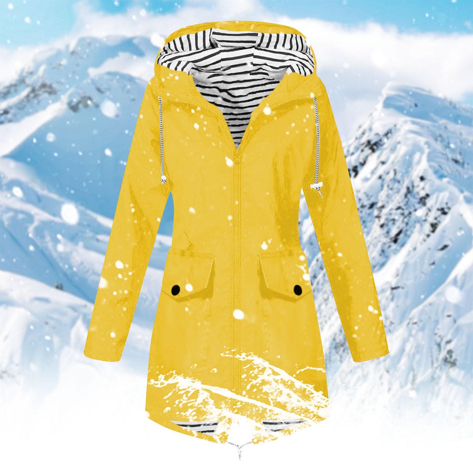 

Женская однотонная полосатая дождевик на открытом воздухе плюс водонепроницаемый плащ с капюшоном ветрозащитный XXXL жёлтый