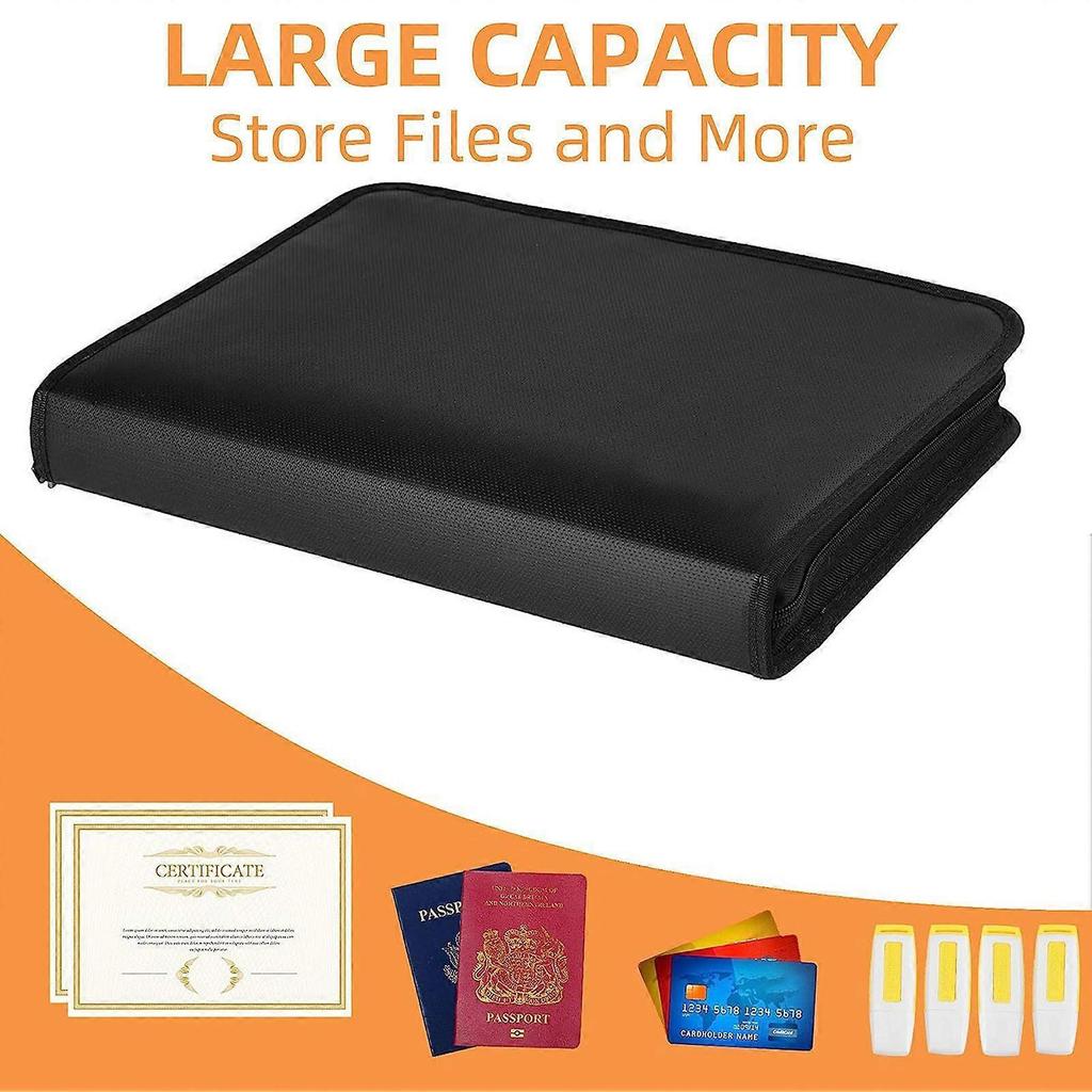 Fireproof Accordion File Organizer Folder with Zipper Labels Organ Storage Double Zipper Documents Storage Folder with 12 Label Slots.