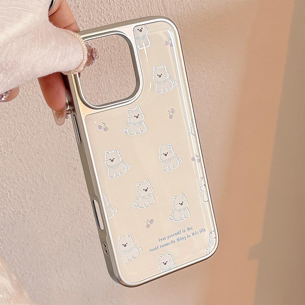 Vergoldet Ins West Highland für Apple 17Pro Max Handyhülle für IPhone 16 Tropfen 13 Galvanisieren 14 für Huawei