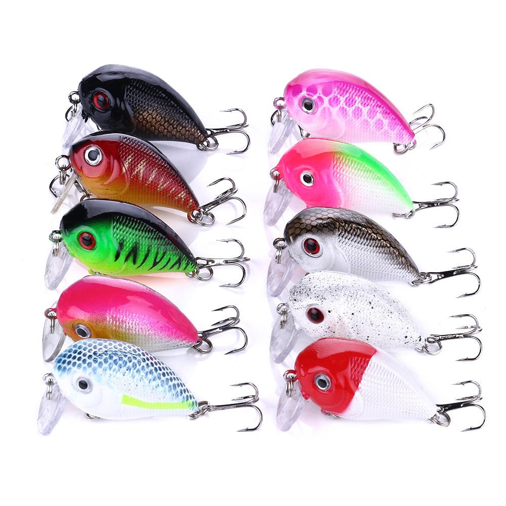 10PCS Rock n Roll Little Fatty Fake Bait 4.5CM 7g 7Kemino Artificial Bait for Slow-Sinkinoating Water Fishing of Mandarin Fish 4.5CM 7g