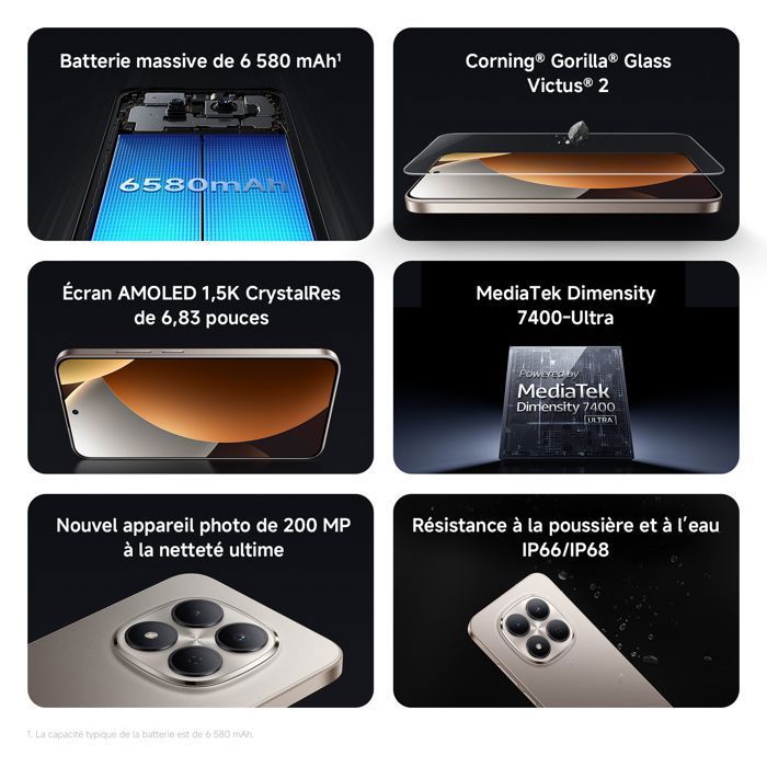 Téléphone mobile - XIAOMI - Redmi Note 15 Pro - 8 Go RAM - 512 Go - 200 MP caméra