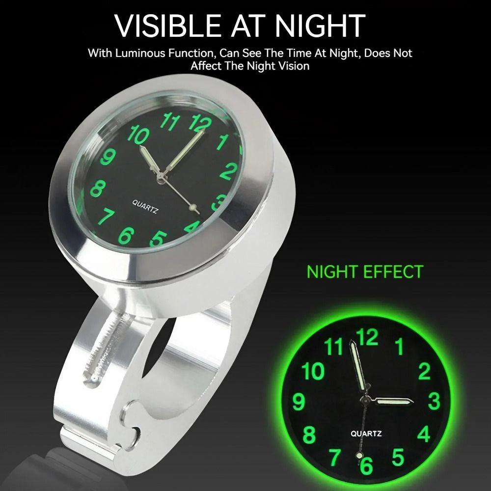 Waterproof Motorcycle Quartz Watch Aluminum Housing Luminous Clock Scooter Application