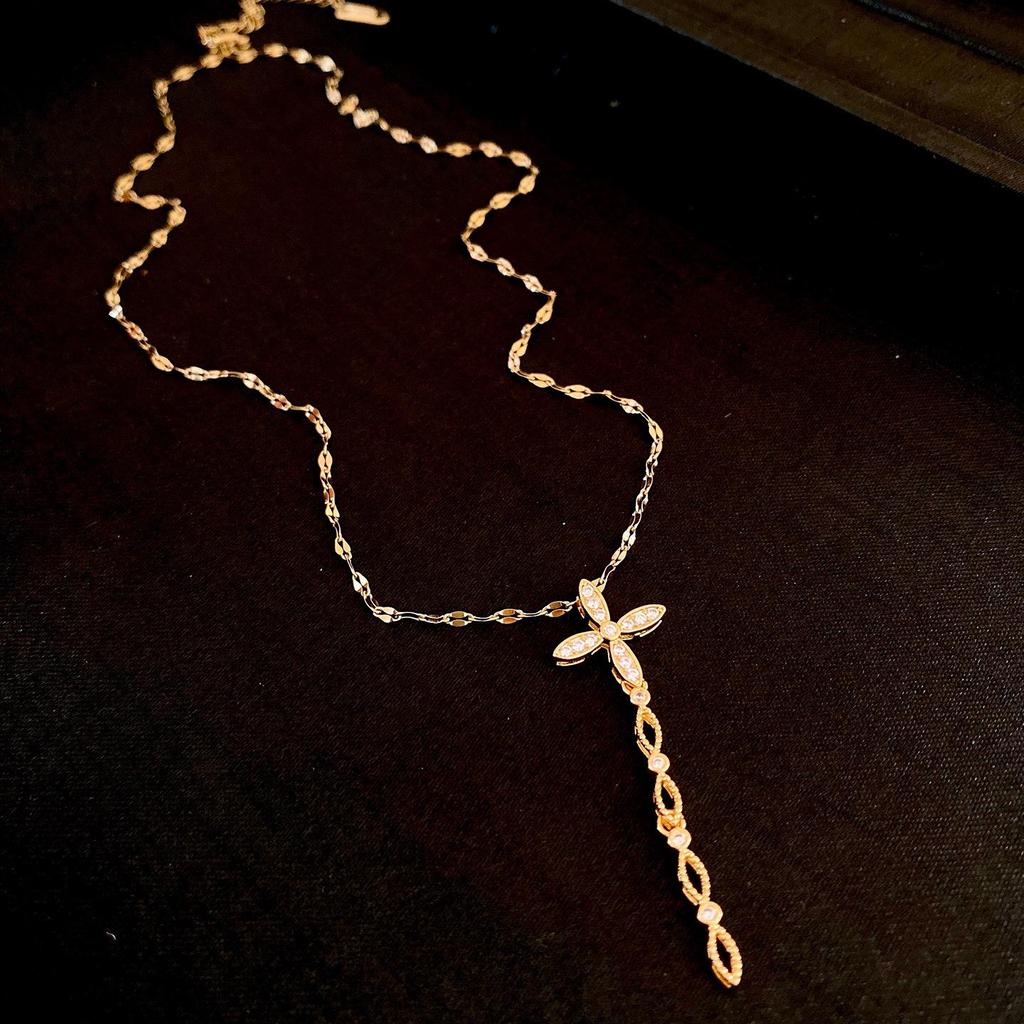 Goldbarren Bohnen Halskette - Edelstahl, Nischendesign, Schlichte Schlüsselbeinkette, Vielseitiger Modeschmuck