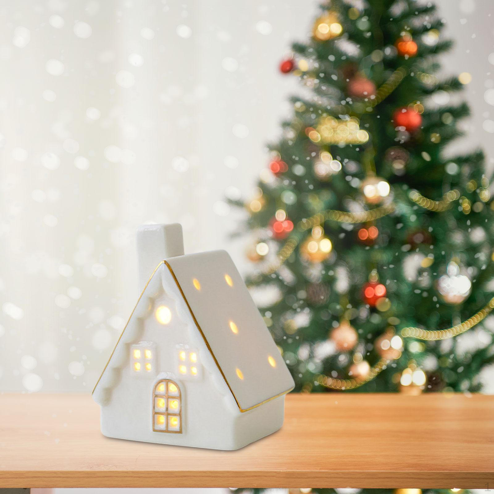 Рождественское украшение, освещенная статуя, керамический рождественский орнамент, настольная фигурка для витрины рабочего стола 7.5cmx6cmx9cm