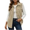 Women's Corduroy Lapel Collar Sleeveless Vest for Casual Commute