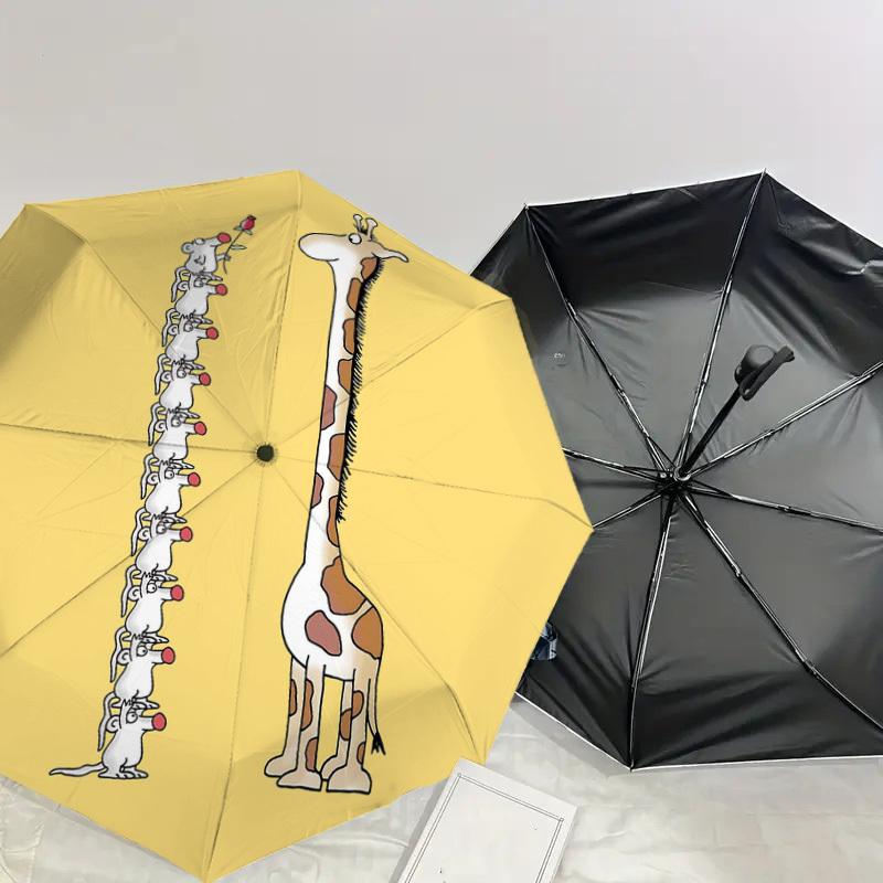 1PC giraffe mouse Umbrella-8-Rib Reinforced, Automatic Open, Lightweight & Durable, Cute Fashion Accessory for Outdoor-P96
