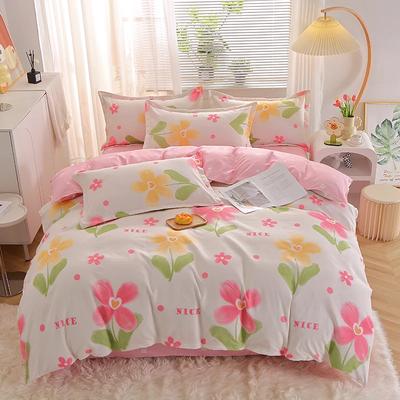 Mädchen Rosa Blumen Bettbezug Buntes Frühling Blumen Bettwäscheset Wendeprint Polyester Bettdeckenbezug Mädchenhaft Steppdeckenbezug