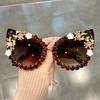 Luxury Rhinestone Flower Sunglasses Cat Eye Gradient Decorative Shades Props For Costume Party Prom